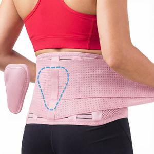 Sparthos Back Support Belt - Immediate Relief from Back Pain - Breathable With Lumbar Pad - Lower Backbrace For Home & Lifting At Work - For Men & Women - Fits 3138 Waist (Pink-S), Small