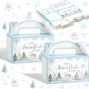 Marspark 24 Pcs Little Snowflake Shower Party Boxes a Little Snowflake Is on the Way Shower Decor Blue Wonderland Gift Boxes for Winter Party Supplies