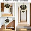 BoostArea 3 Lights Boho Rattan Chandelier, 16.5", Black,E26