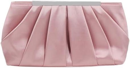 RomanticDesign Elegant Evening Clutch Pleated Satin Bridal Purse Party Prom Banquet Handbag Shoulder Bag | Elegant, Evening, Pleated, Satin, Bridal, Purse