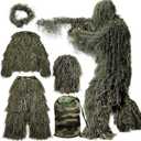 MOPHOTO 5 in 1 Ghillie Suit 3D Camouflage Hunting Suits - Jacket, Pants, Hood, Carry Bag