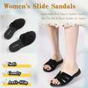 Meik Mangni Women's Flats Dressy Slide Sandals Comfortable Arch Support Sandals Fashion Open Toe Slip On Beach Sandals for Summer (Black,9.5 US)