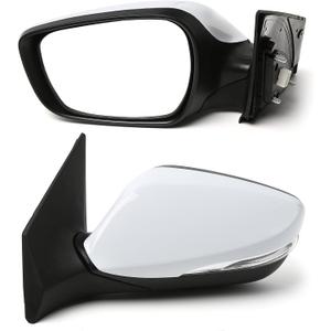 Driver Side Mirror (Left/LH) Compatible with Hyundai Elantra 2011-2013, Power Adjust, Manual-Folding, w/Turn Signal, 5-Pin Connector, White Housing, Replaces 87610-3Y100, HY1320179