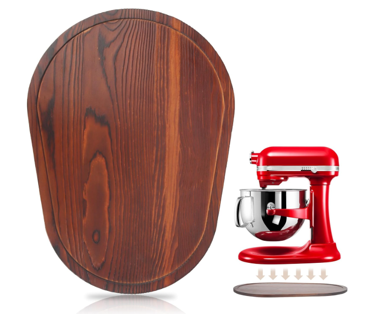 Mixer Slider Compatible with 5.5-8 QT Kitchen Aid Stand Mixers, Kitchen Countertop Storage Mover Sliding Caddy Mixer Slider Mat for Kitchen Aid Stand Mixer Accessories Attachment (Pine Wood - Brown) 