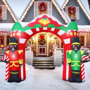 Kitticcino 9FT Black Nutcracker Christmas Decor Inflatable Nutcracker Archway Blow Up African American Nutcracker Built-in LED Lights Christmas Inflatable Nutcracker for Holiday Yard Garden Lawn