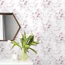 2 x HeloHo Peel and Stick Wallpaper Light Pink Floral Leaf Wall Paper Self Adhesive Removable Waterproof Contact Paper for Bathroom Living Room Bedroom Decor 15.35" X 78.7"