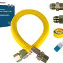 PROCURU 1" OD x 12" (1Ft) x 3/4"MIP x 3/4"FIP Universal Flexible Gas Connector, With/Without Service Valves, WP MaxFlow High Capacity Stainless Steel Tubing for Tankless Water Heater (Blue-A1 Series)