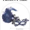 Zinniday Feather Masquerade Mask for Women - Halloween Lace Eyemask with Removable Peacock Feathers, Venetian Party Masks