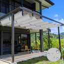 TANG 3' x 16' Waterproof Pergola Shade Cover Retractable Sun Shades Outdoor Patio Pergolas Canopy Replacement Pergola Kit, Wave Shade Sail with Hardware Wire Cable, Light Grey