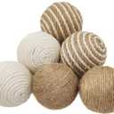 3 Pcs Decorative Balls for Bowls, Decorative Ball Set of 3pcs 2.5inch Natural Handmade Jute & Cotton Orbs Balls Rattan Decorative - Mix Beige & White Textured Rattan Decor Ball for Vase Fillers