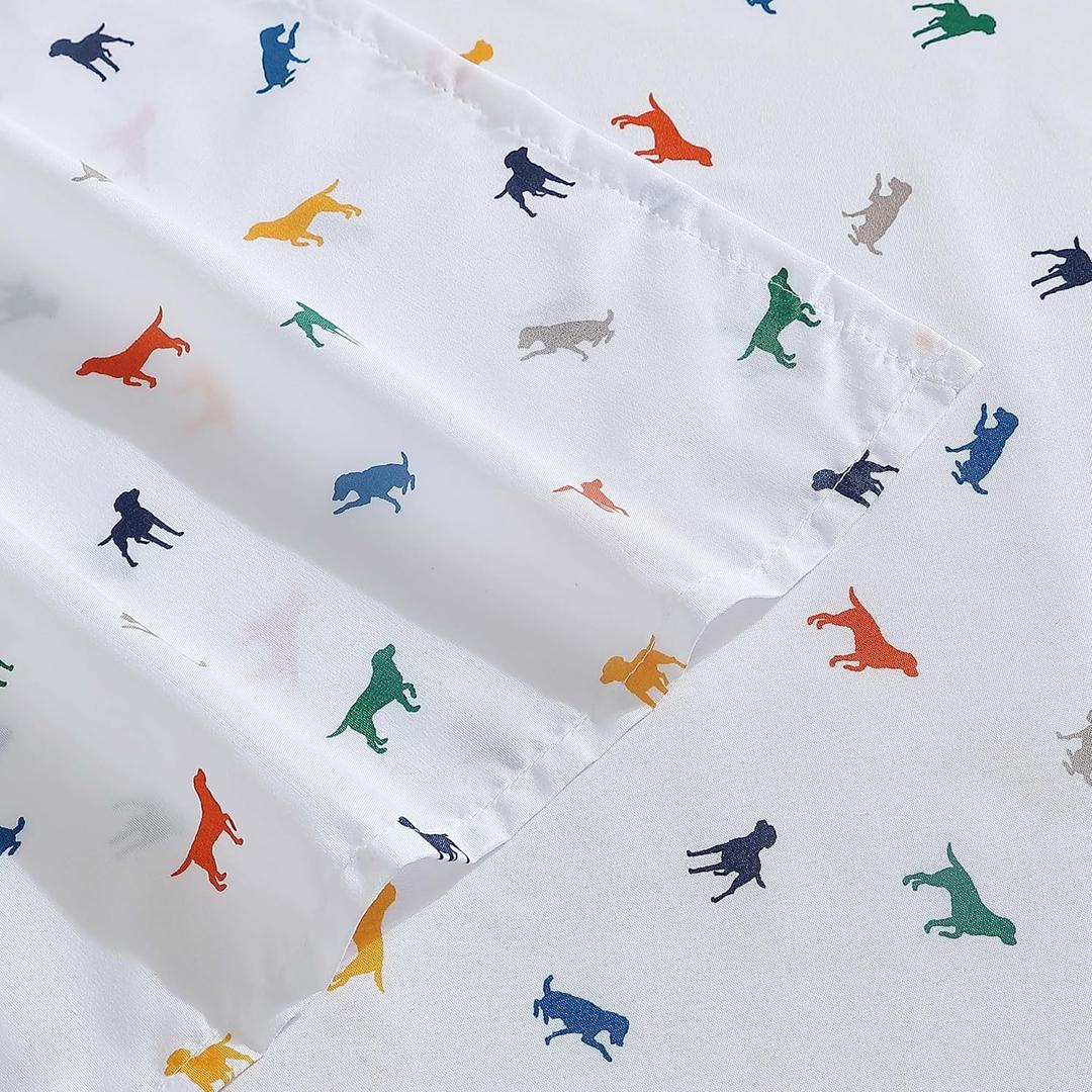 Eddie Bauer Kids - Queen Sheet Set, Ultra-Soft Microfiber Bedding with Fully Elastic Fitted Sheet, Kids Bed Set with Pillowcases, Easy Care Bedding (Buddy the Dog)