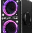 FREEPEAR Party Bluetooth Speaker - 240W Peak Loud Speaker, Dazzling Light Show, Deep Bass, IPX4 Waterproof, 15H Battery, TWS Pairing, BT 5.3 Wireless, Portable for Home/Outdoor/Beach/Pool Party Black