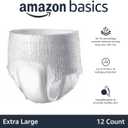 Amazon Basics Unisex Protective Underwear, Overnight Absorbency, Extra Large, 12 Count, (1 Pack of 12)
