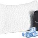 Cooling Bed Pillows for Sleeping 1 Pack Small Shredded Memory Foam Pillow Camping Pillow Travel Pillow - Compressible Medium Firm, Breathable Cover, ldeal Backpacking Hiking, Airplane and Car (Original White)