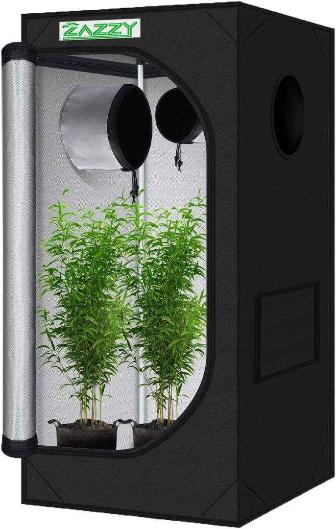 zazzy 2x2 Grow Tent 24"x24"x48"600D Mylar Hydroponic Indoor Plant Grow Tents with Observation Window, Tool Bag and Removable Waterproof Floor Tray for Plants zazzy 2x2 Grow Tent 24"x24"x48"600D Mylar Hydroponic Indoor Plant Grow Tents with Observation Window, Tool Bag and Removable Waterproof Floor Tray for Plants