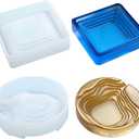 Ashtray Molds for Epoxy Resin, 2pcs Square & Round Terraced Ashtray Resin Molds for Jewelry Storage Box Handmade Crafts Home Decoration