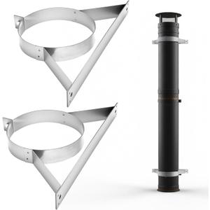 2 Pcs Wall Support Bracket (8" Inner Ring) for Wood Stove Pipe 6" Double-Wall Chimney Pipe Stainless Steel Wall Bracket Chimney Holder Fireplace