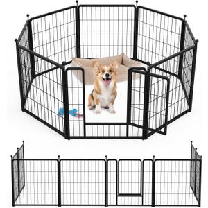 Dog Playpen 24 Inch 8 Panels, Ideal Dog Fence for Puppy/Small Dogs Indoor & Outdoor Bliss, Perfect Dog Pen for Camping, Yard, RV, Garden Fence, Black