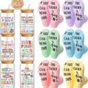 Domensi 12 Pcs Teacher Appreciation Gifts from Student 16 oz Glass Cups with Lids Novelty Socks End of Year & Thank You Gifts for Teacher Retirement Birthday Graduation Back to School