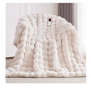 Heated Blanket Full Size with 1/2/4/6/8 Hours Auto-Off 10 Heat Level, 62'' * 84'' Cozy Faux Rabbit Fur Bubble Electric Blanket with Overheat Protection(White)
