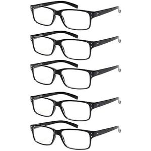 NORPERWIS Reading Glasses 5 Pairs Quality Readers Spring Hinge Glasses for Reading for Men and Women (5BLACK, 6.00)