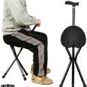 Walking Cane with Seat, Cane with Seat Folding Lightweight, Walking Stick Height Adjustment, Cane Chair for Seniors Balance Supports Up to 330 Pounds, Anti-Slip Walking Stick for Elderly Men, Disabled (black)