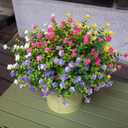 Artificial Flowers for Outdoors, Faux Flowers for Outdoor planters, 16 Bundles Fake Flowers UV-Anti for Decoration, Outdoor Faux Plants, Yellow+Purple+White+Pink