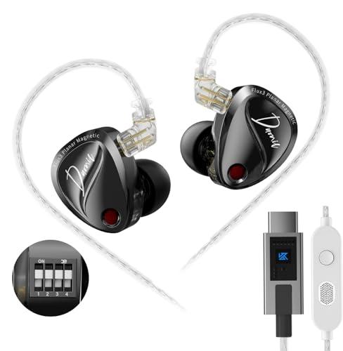 KZ Duonic USB C Headphones, Triple-Magnet Planar Magnetic + Super-Linear Dynamic Dual Driver in-Ear Monitor, HiFi Bass Earbuds with Microphone, Comfort-fit Noise Isolating IEM (DSP, Tuning)