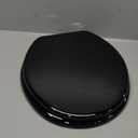 Black Round Toilet Seat Natural Wood Toilet Seat with Zinc Alloy Hinges, Easy to Install also Easy to Clean, Scratch Resistant Toilet Seat by Angol Shiold (Round, Black)