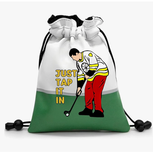 Artpreti Funny Golf Valuables Pouch,Golf Pouch Bag with Drawstrings Golf Tee Bag Pouch Leather Golf Tee Pouch Golf Ball Bag for Men Women - Just Tap It in