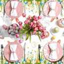Easter Disposable Placemats 50 Pack 11 x 17 Inch, Bunny Rabbit Colorful Eggs Flower Print Waterproof & Greaseproof Place Mats for Easter Table Decorations, Holiday Party, Spring Festival Dinner