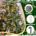Soulchen 12 Pcs Christmas Candy Cane Ball Decorations - Plush Candy Cane and Hanging Christmas Ball Ornaments, Tree Hanging Decorations for Xmas Tree Home Party Favor Supplies (Black and White)