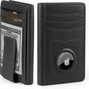 ALLIVE Minimalist Wallet for Men with AirTag Holder, Genuine Leather, RFID Blocking, Slim Profile with Money Clip - Designed for Modern Life (Classic Black)