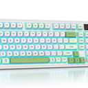 RGB Mechanical Feel Membrane Wireless Keyboard, Wired/Bluetooth/2.4G Silent ABS Ball Cap Gasket Structure Gaming Office Keyboard for PC/Mac/Win(White Green)