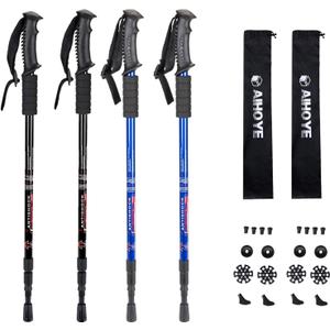 Aihoye Hiking Trekking Poles, 2 Pack Collapsible, Lightweight, Anti Shock, Walking Sticks, Adjustable Hiking Pole for Men and Women