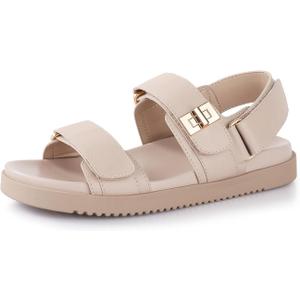 Ankis Flat Sandals for Women - Women's Flat Sandals Comfort Adjustable Front Strap and with a Back Strap Women Summer Sandals 8.5 Size