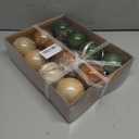 Christmas Tree Ball Ornaments 12 Pcs 3.15" Sage Green White Sand Brown Boho Neutral Shatterproof Plastic Glitter Hanging Balls for Fall Christmas Tree Xmas Holiday Party Home Decor