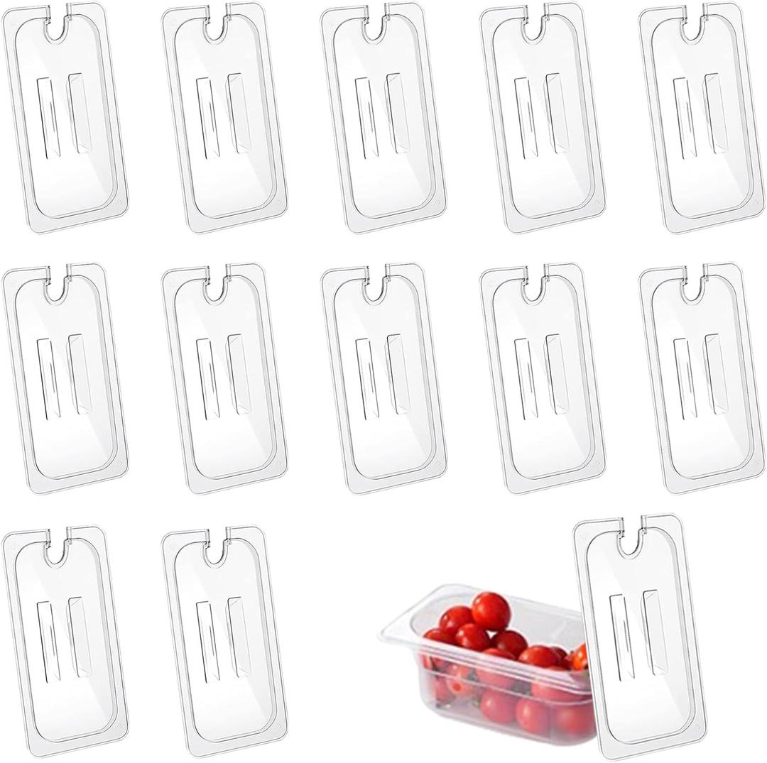 12 Pcs Clear Food Pan Lids 1/3 Size Polycarbonate Notched Cover with Handle Restaurant Commercial Hotel Pan Lid for Restaurant Commercial Food Container Storage