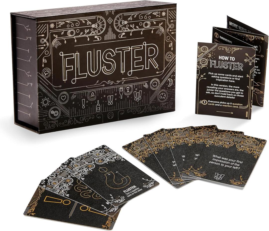 FLUSTER Creations | Ice Breakers and Deep Conversation Cards for Adults (120 Cards) | Conversation Starter Social Card Game | Ages 14+ | 2-6 Players