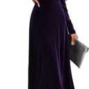 UUXQOYGR Women Velvet Maxi Dress Long Sleeve XL (Purple)