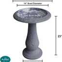 Pedestal Birdbath with Solar Fountain, Resin Stone Composite Outdoor Garden Decor, Standing Bird Bath for Outside Patio Yard, 23-Inch Tall, Garden Fountain, Resin Bird Baths, Hummingbird Bowl