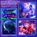 Meagoo Disco Ball with Motor and Light, 8" Hanging Mirror Ball and 6RPM Batteries Powered Rotating Motor with 4 Light Colors and 18 LEDs for Disco Party Decoration, DJ Club
