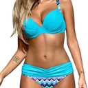 Astylish Women Push Up Two Piece Bikini Swimsuits Padded Swimwear Bathing Suit, Large