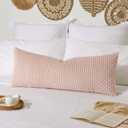 Kevin Textile Valentines 14x36 Inch Long Lumbar 1 Pack Boho Decorative Throw Pillow Cover Soft Striped Corduroy Rectangle Cushion Case Farmhouse Accent for Living Room Couch Sofa Bed, Light Pink
