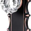 Dummy Door Knob Interior, Antique Single Side Glass Closet Door Knobs Replacement Vintage Crystal Cabinet Dummy Door Handles No Lock, Oil Rubbed Bronze Finish 2 Pack