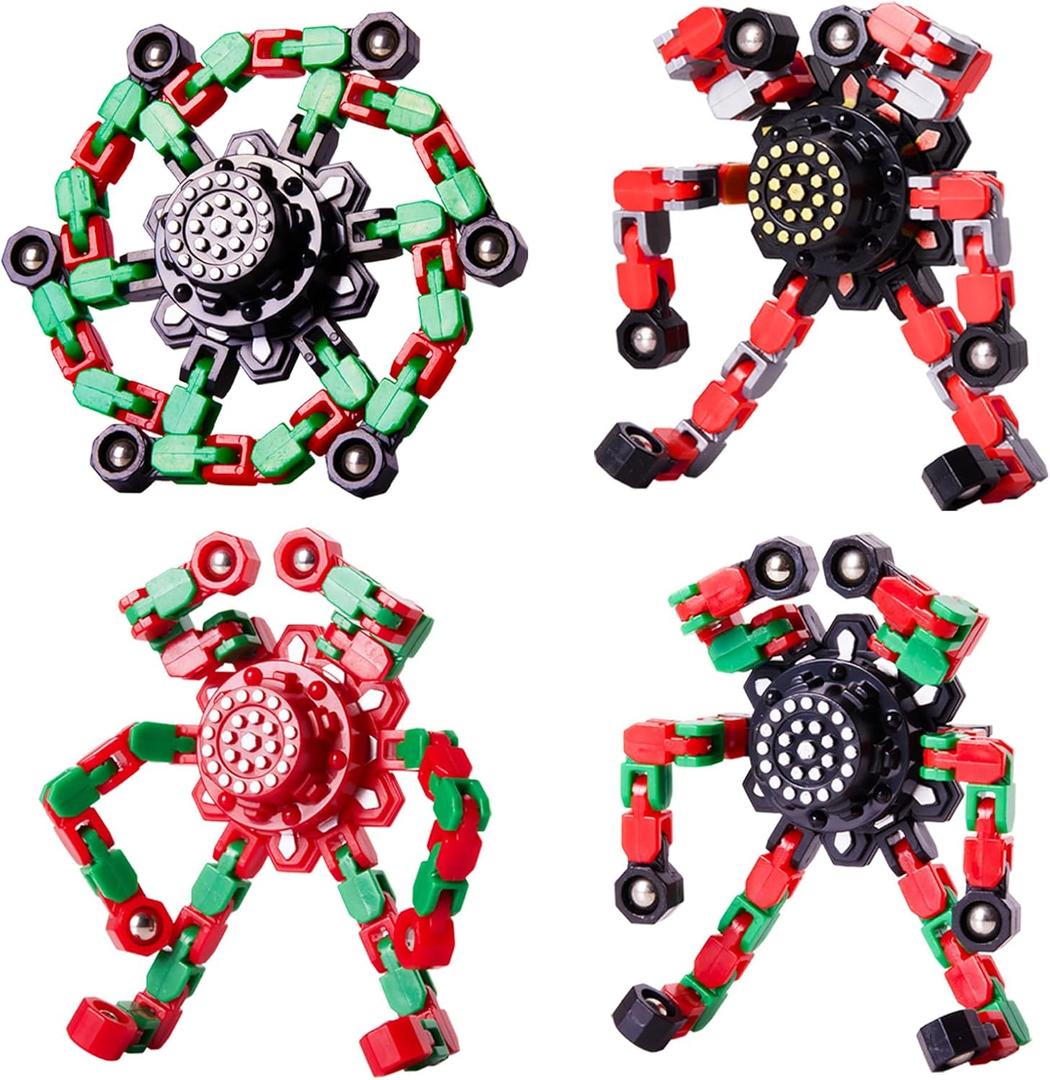 Gokeey Christmas Fidget Toys Transformable Fidget Spinners for Kids and Adults, Stress Relief Sensory Toys for Boys and Girls Fingertip Gyros for ADHD Autism for Kids Birthday Gifts