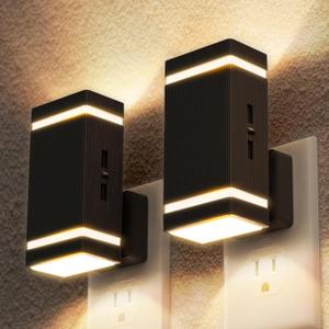 DORESshop Night Lights, Led Night Lights Plug into Wall [2 Pack], 1W 3000K Dimmable Night Light from 0LM to 100LM for Bathroom Hallway Bedroom Kids Room Stairway (Warm White)