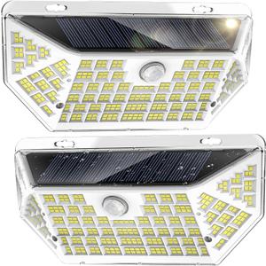 Solar Motion Sensor Lights Outdoor, [4000LM/628 LED/3 Modes/2 Pack], IP67 Waterproof Solar Flood Light, Solar Powered Security Lights for Wall Outside Yard Garden Fence Patio (Cool White)