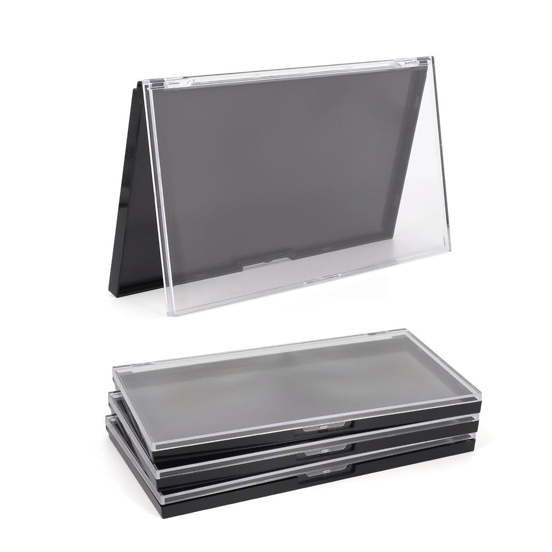 Magnetic Makeup Palette with Clear Top, 3Pack Empty Eyeshadow Pan Dispensing Storage Box with 60Pcs Adhesive Metal Stickers for DIY Cosmetics Lipstick Blush Powder-7.71X4.33Palette