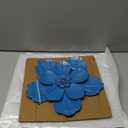 Metal Flower Wall Sculpture, 9.5" Rustic Modern Artwork Distressed 3D Layered Vintage Iron Flower Wall Hanging Accent for Indoor Kitchen, Bedroom Living Room Office Outdoor Garden Patio Decor (Blue)